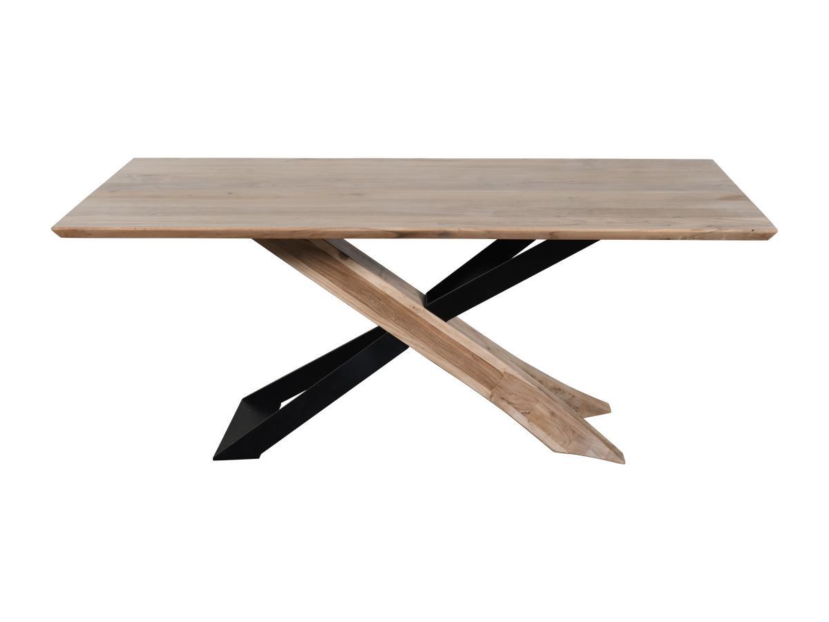 Vente-unique Table à manger 8 personnes en bois d'acacia et métal noir - Naturel - DAMINO  