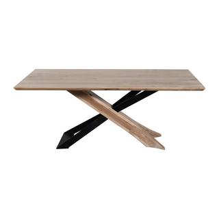 Vente-unique Table à manger 8 personnes en bois d'acacia et métal noir - Naturel - DAMINO  