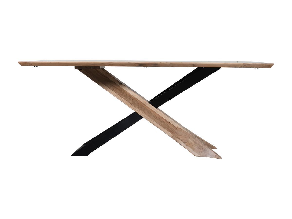 Vente-unique Table à manger 8 personnes en bois d'acacia et métal noir - Naturel - DAMINO  