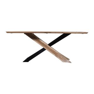 Vente-unique Table à manger 8 personnes en bois d'acacia et métal noir - Naturel - DAMINO  