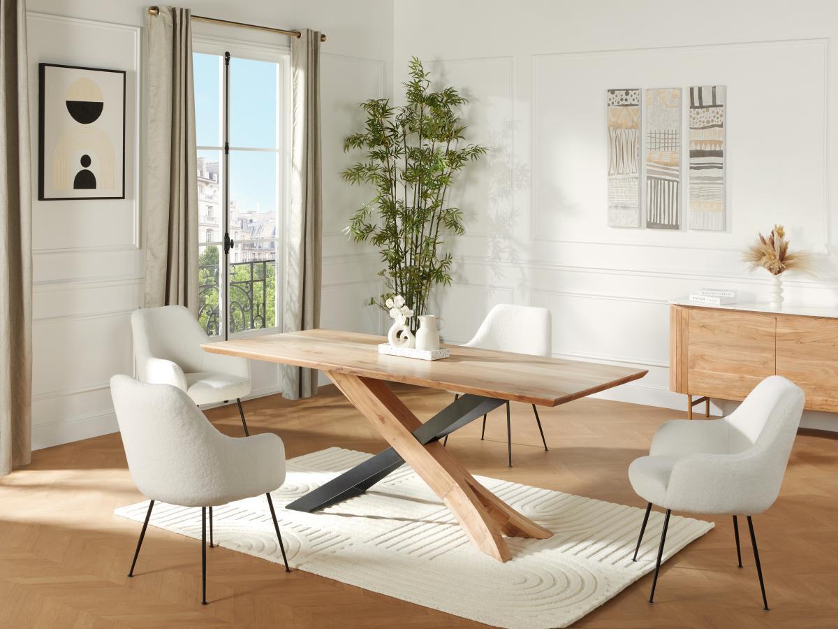 Vente-unique Table à manger 8 personnes en bois d'acacia et métal noir - Naturel - DAMINO  