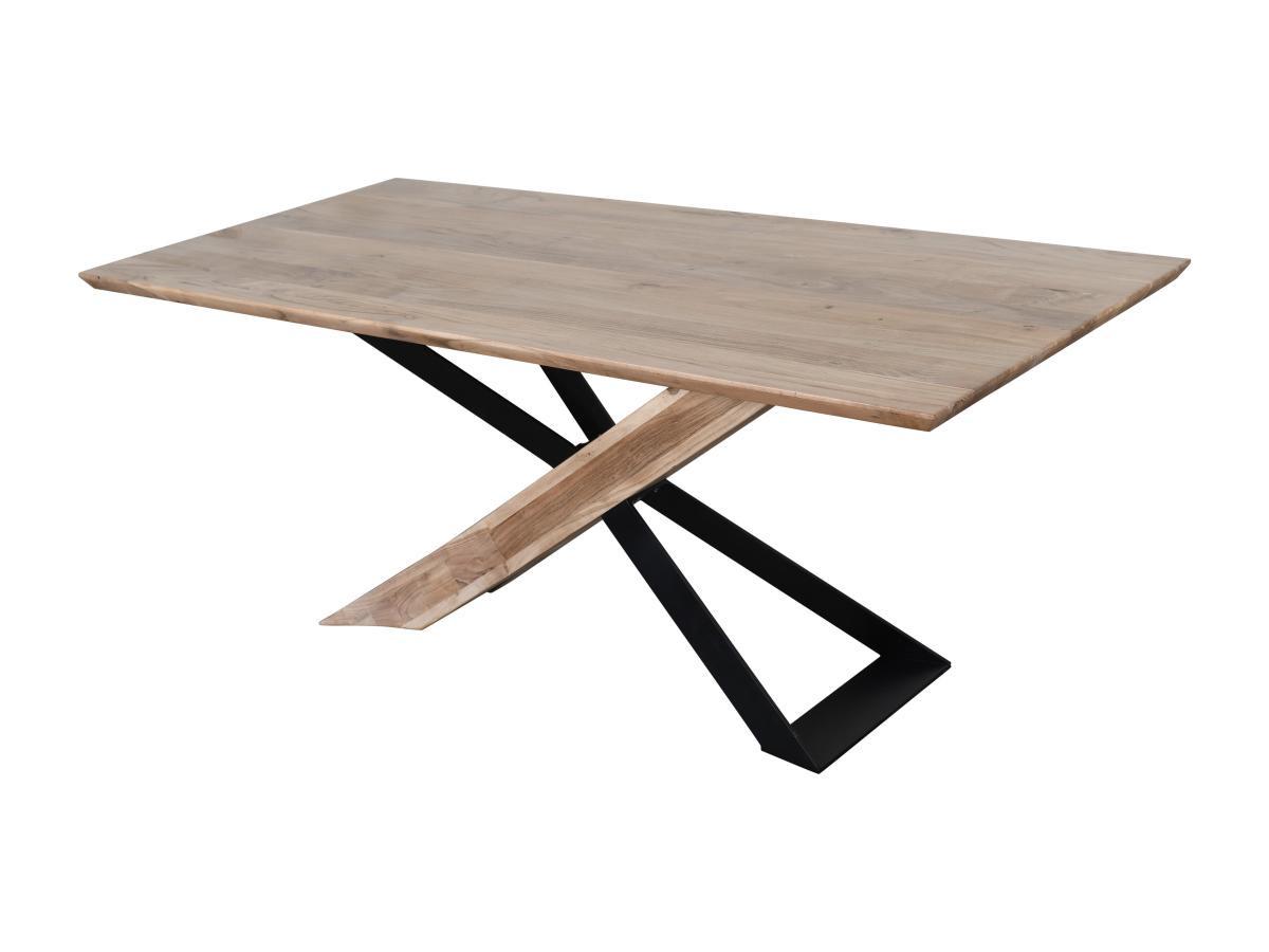 Vente-unique Table à manger 8 personnes en bois d'acacia et métal noir - Naturel - DAMINO  