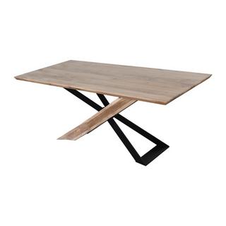 Vente-unique Table à manger 8 personnes en bois d'acacia et métal noir - Naturel - DAMINO  