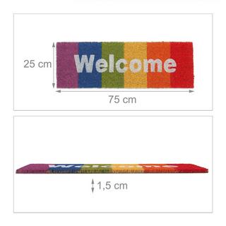 B2X Fußmatte „Welcome“ mit Regenbogen und Kokosnuss  