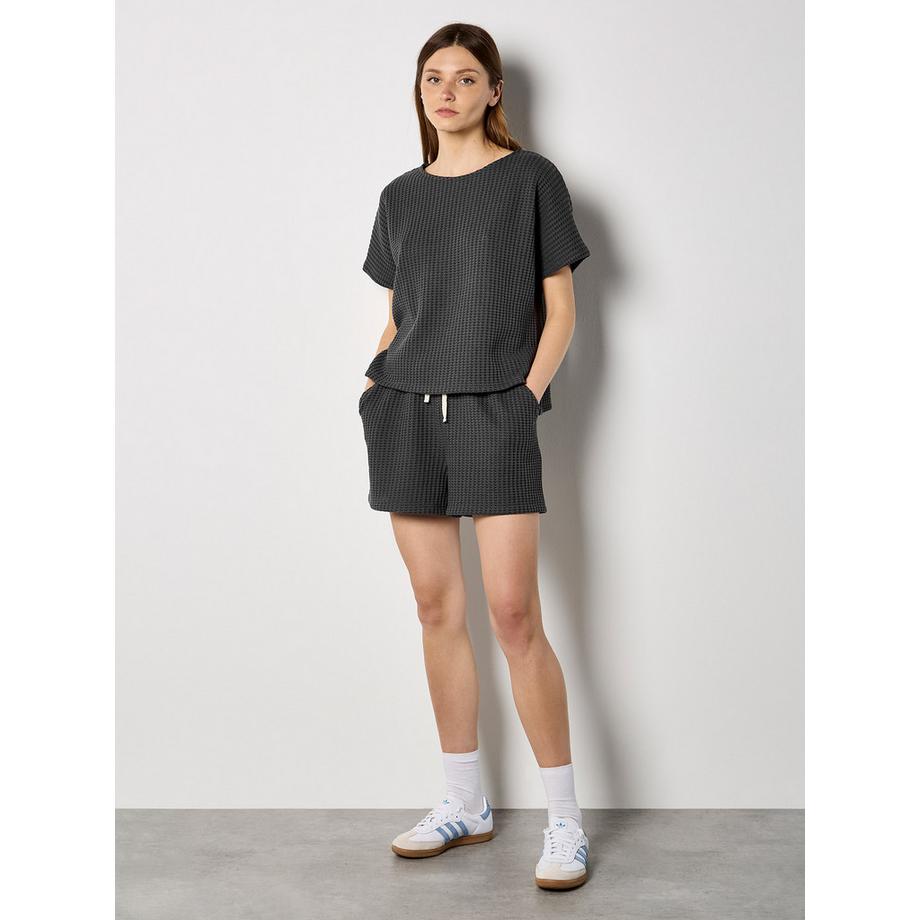 APRICOT T-shirt Oversize en Tricot Gaufre  