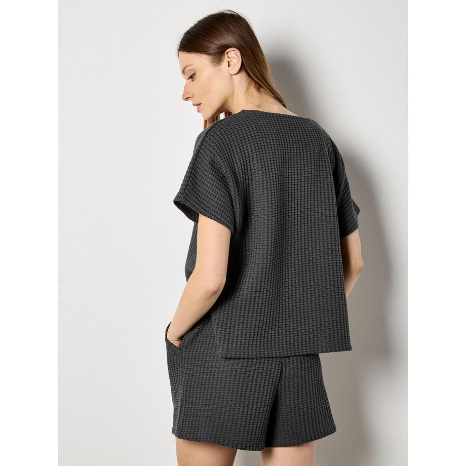 APRICOT T-shirt Oversize en Tricot Gaufre  