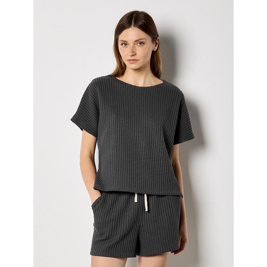 T-shirt oversize en coton à motif gaufré