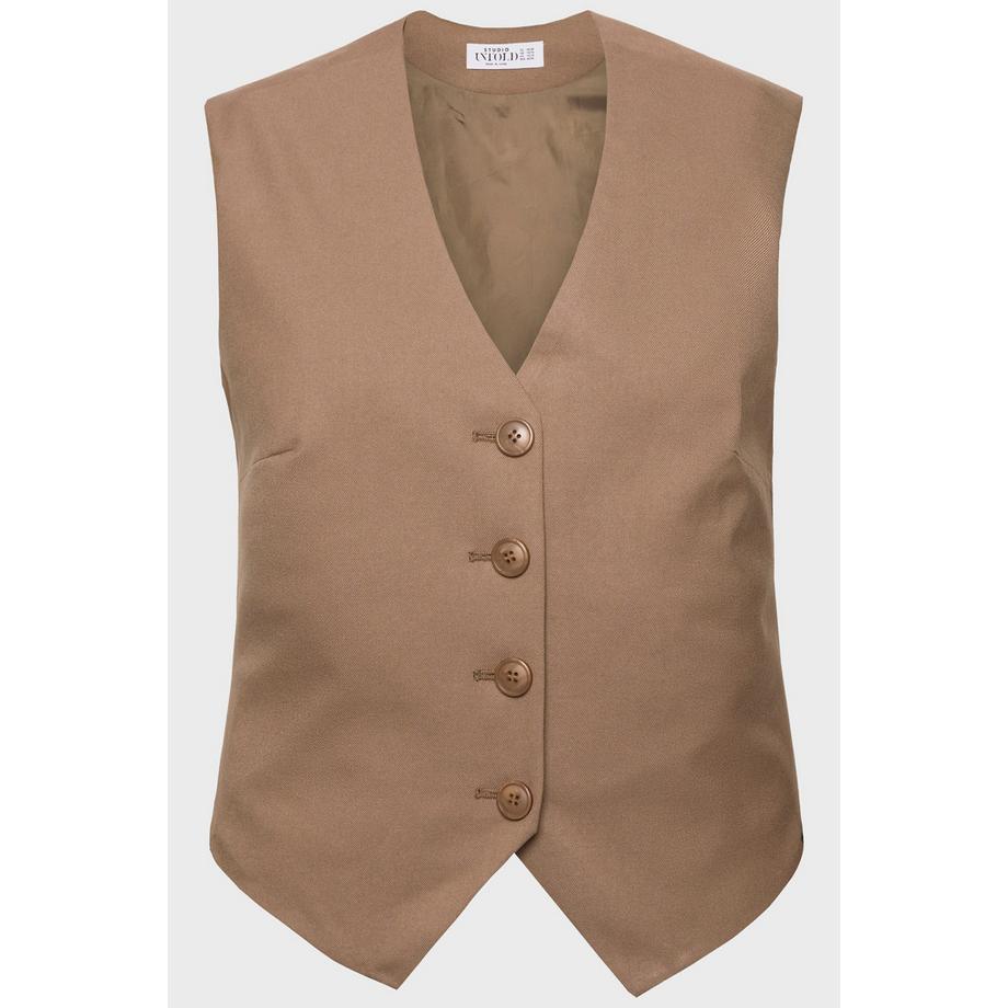 Studio Untold Anzug Weste Fitted Fit V-Ausschnitt Spitzsaum  