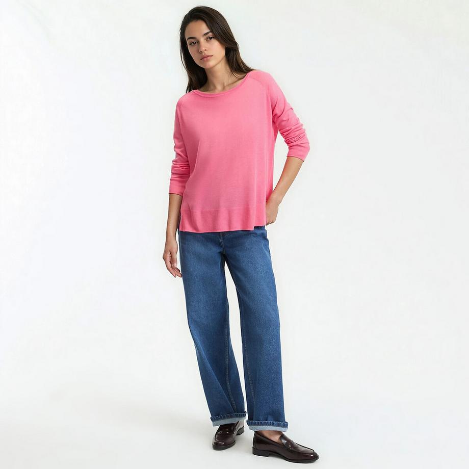 La Redoute Collections Pullover mit Rundhalsausschnitt aus Feinstrick  