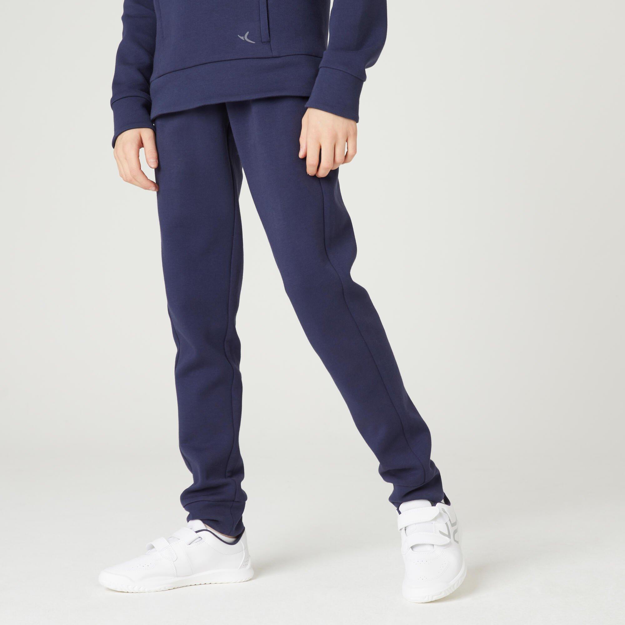 DOMYOS  Jogginghose 500 Baumwolle atmungsaktiv Kinder marineblau 