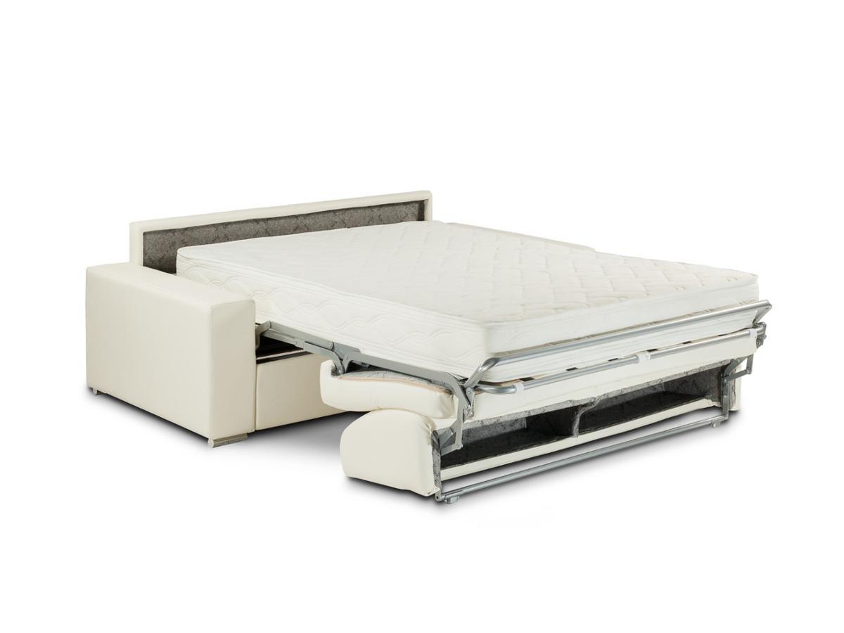 Vente-unique Divano letto 3 posti a ribalta Letto con doghe larghe Materasso Similpelle Grigio EMIR  