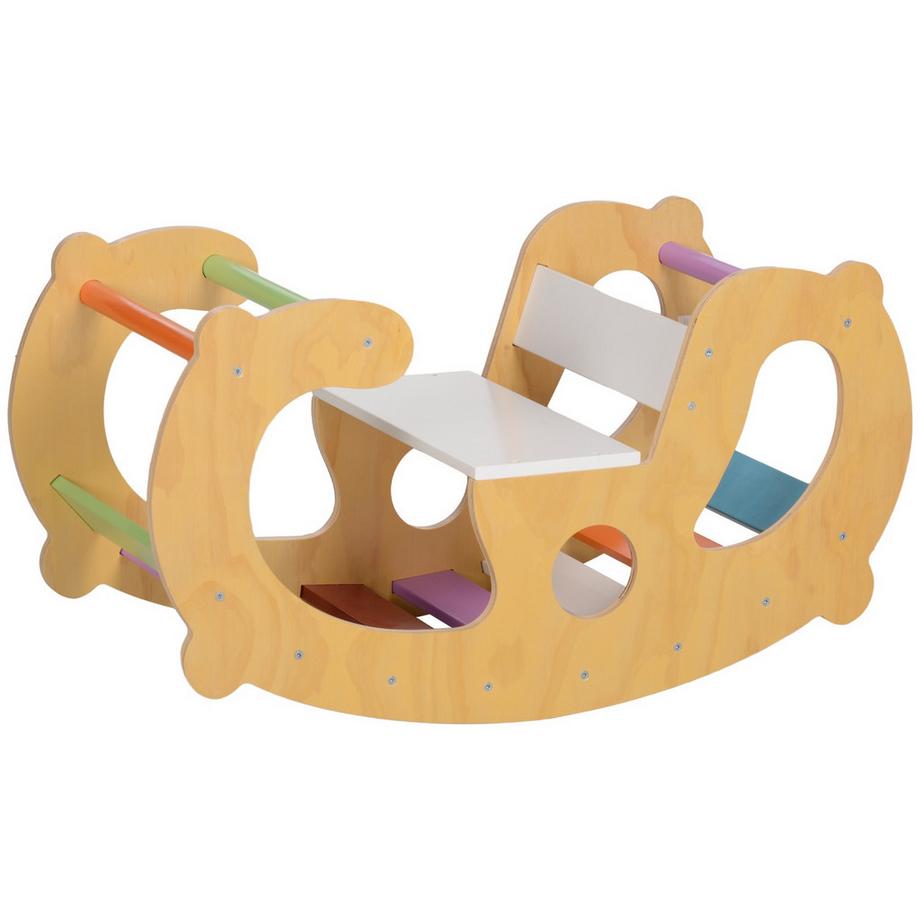 Northio  2 in 1 Klettergerüst Set mit Schaukelstuhl, Kletterbogen zum Schaukeln und Klettern, Kletterspielzeug aus Holz, für Kinder 1,5-4 Jahre, Indoor, Mehrfarbig 