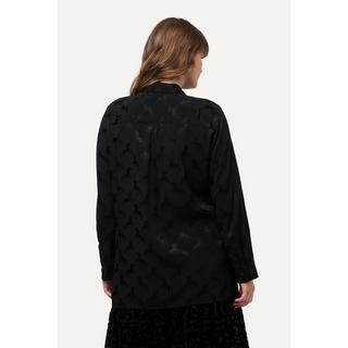 Ulla Popken  Blusa in jacquard con cavalli, collo da camicia e maniche lunghe 