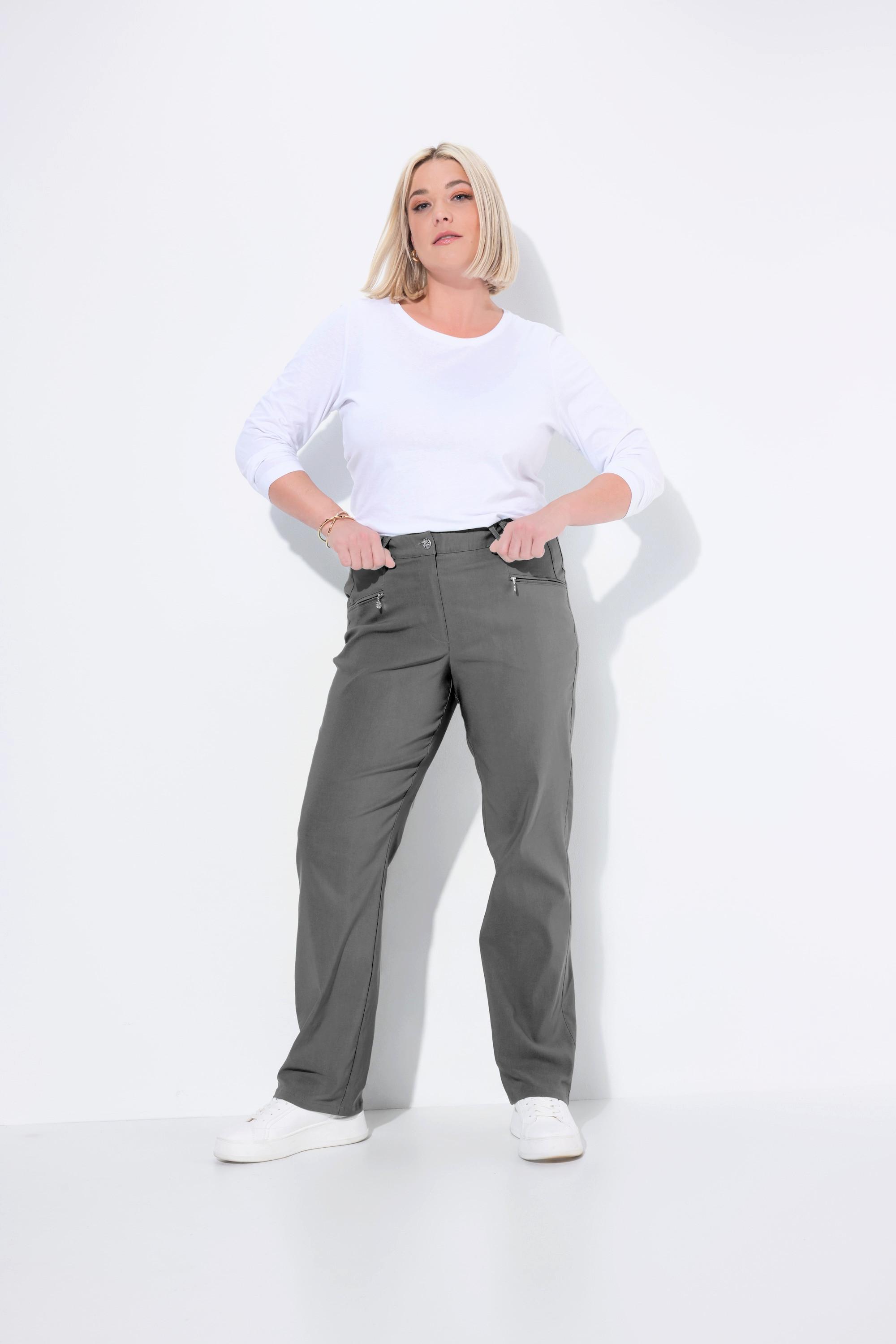 Ulla Popken Mony Thermo-Stretchhose Konisches Bein Zipptaschen  