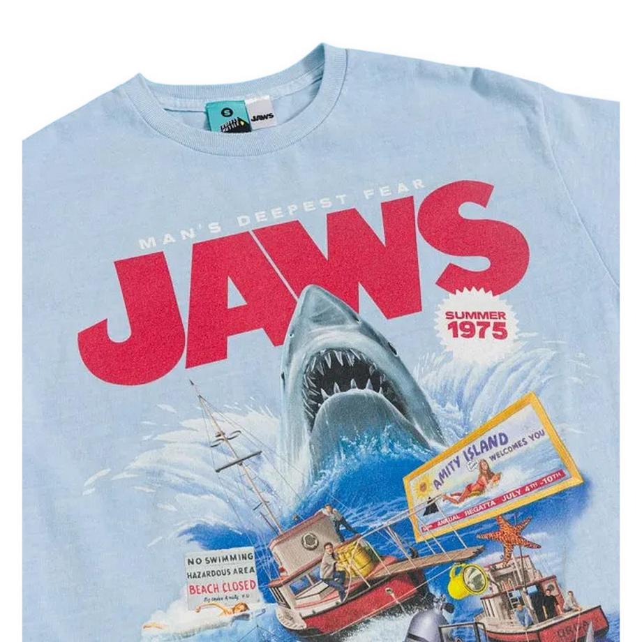 Jaws T-Shirt Lavé Vintage avec Imprimé Graphique  