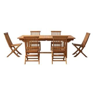 Tikamoon Ensemble de jardin rectangulaire en acacia massif 6 chaises Capri  