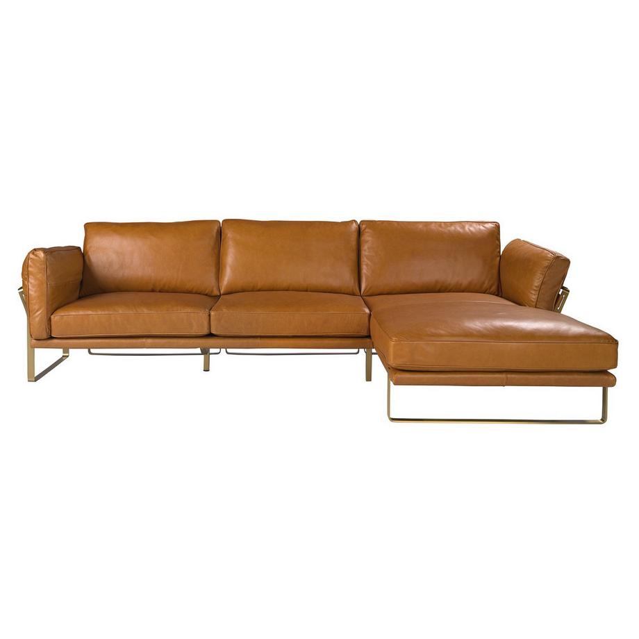 ANGEL CERDA Rechtes Chaiselongue-Sofa in Leder camel  