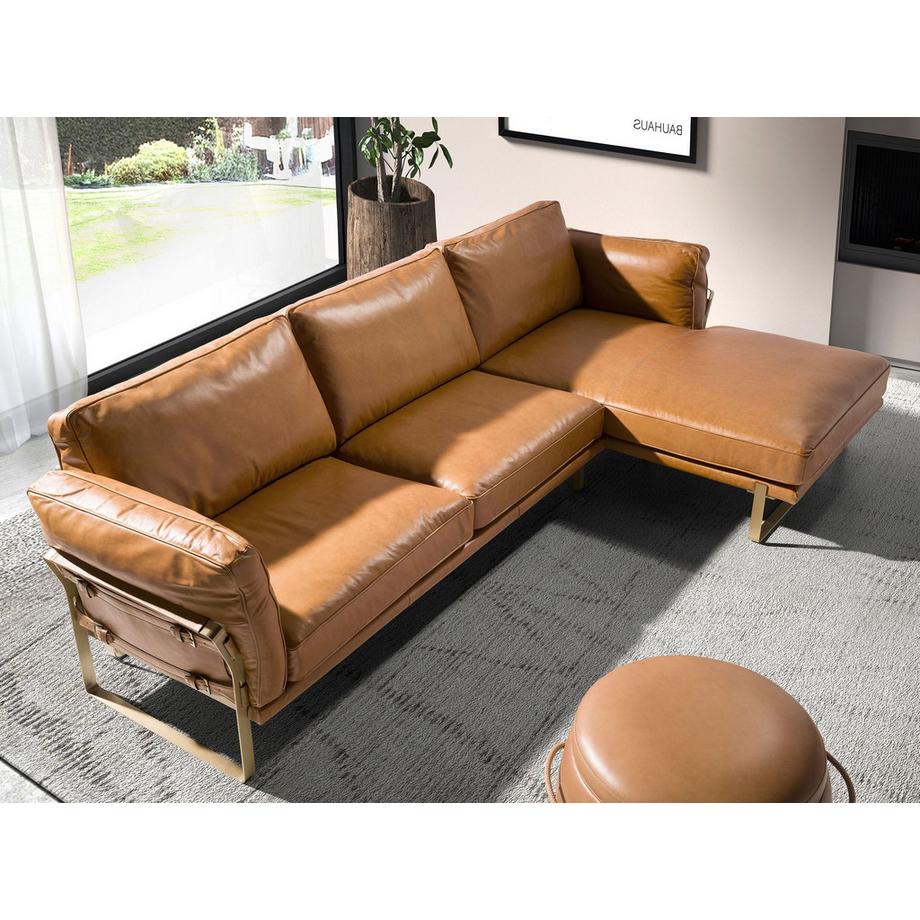 ANGEL CERDA Rechtes Chaiselongue-Sofa in Leder camel  