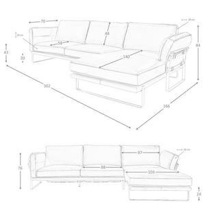 ANGEL CERDA Canapé d'angle droite en cuir camel  