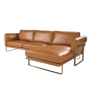 ANGEL CERDA Chaise longue droite en cuir camel  