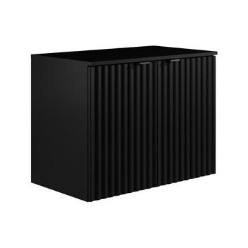 Mobile sotto lavabo sospeso scanalato con piano di appoggio L80 cm Nero - ZILGA