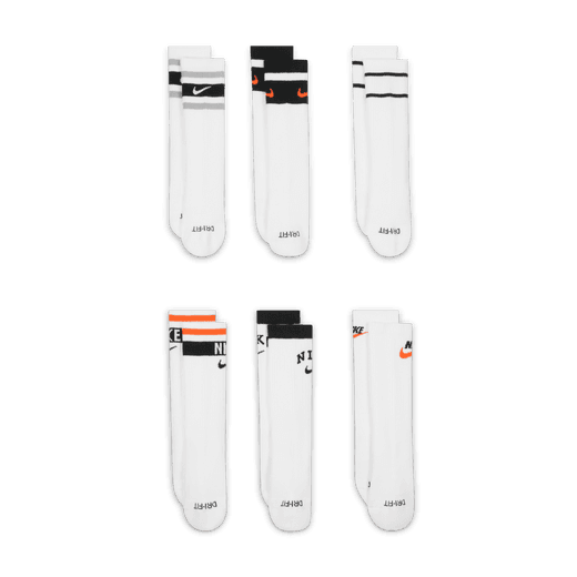 NIKE  EVERYDAY PLUS CUSHIONED KID'S CREW SOCKS 6 PAIRS-34-38 