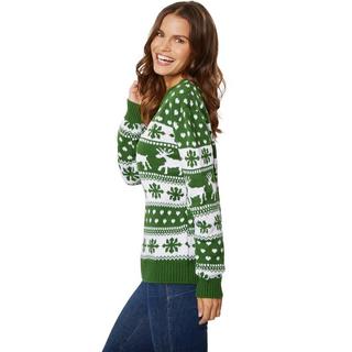 Tectake  Pullover natalizio Fascino invernale verde-bianco da donna 