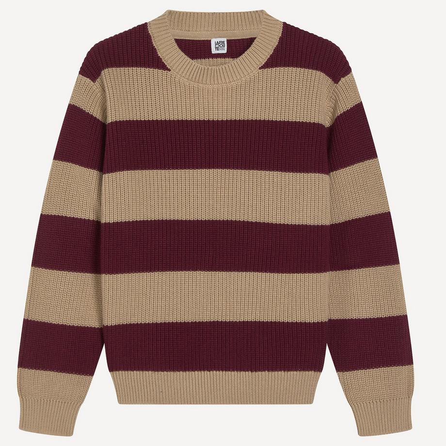 Gestreifter Pullover aus Grobstrick mit Rundhalsausschnitt