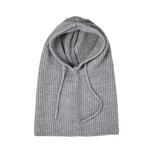 Cagoule en douce laine mélangée à motif en côtes anglaises