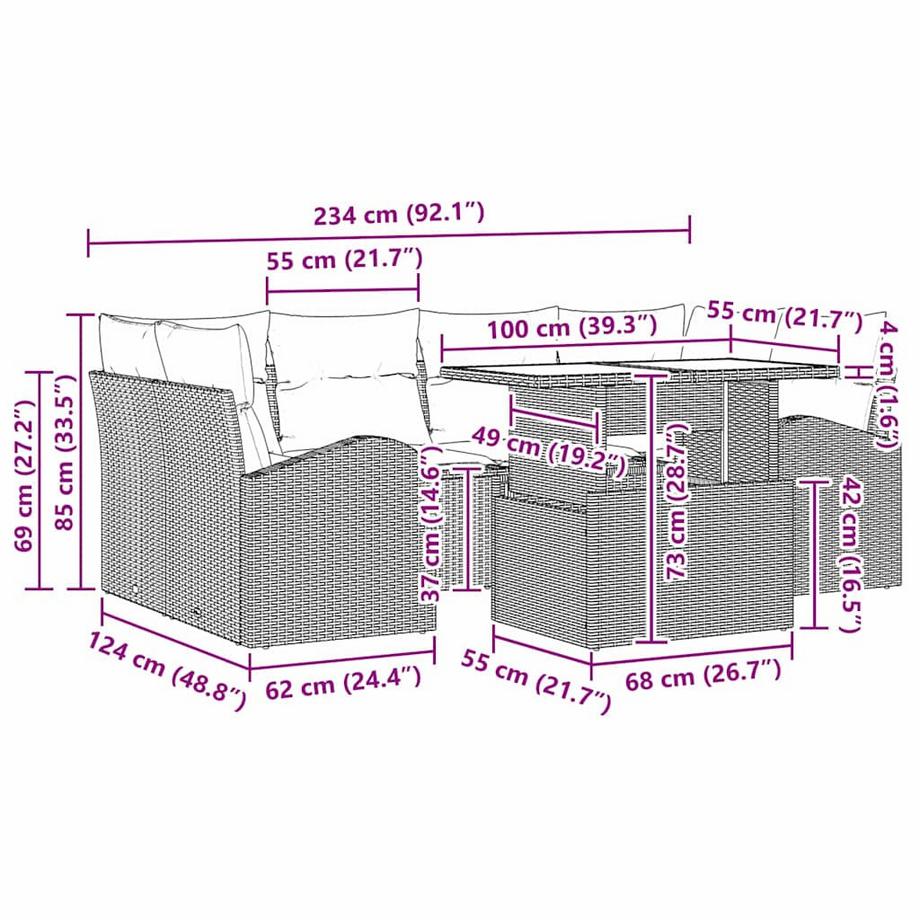 VidaXL Outdoor-sofagarnitur poly-rattan  
