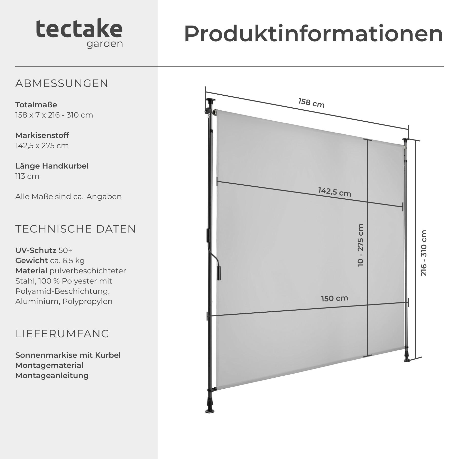 Tectake Tenda da sole a morsetto Taija Varie misure  