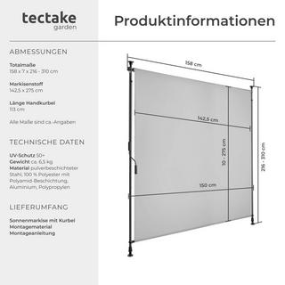Tectake Tenda da sole a morsetto Taija Varie misure  