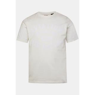 JP1880  T-shirt con righe, mezze maniche e stampa sul petto, fino alla tg. 8XL 