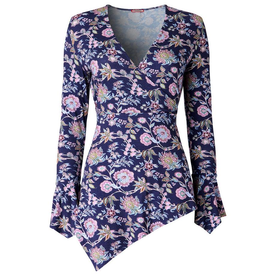 Joe Browns Blouse Cache-Cœur en Jersey Fleurie à Manches Corolle  