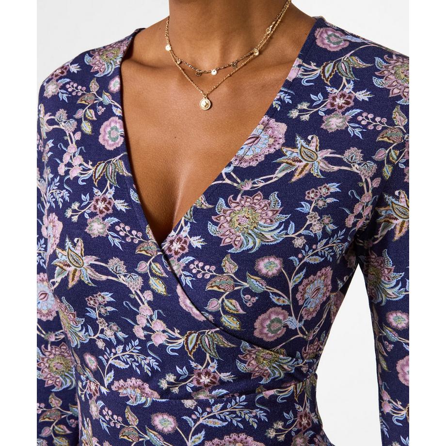 Joe Browns Blouse Cache-Cœur en Jersey Fleurie à Manches Corolle  