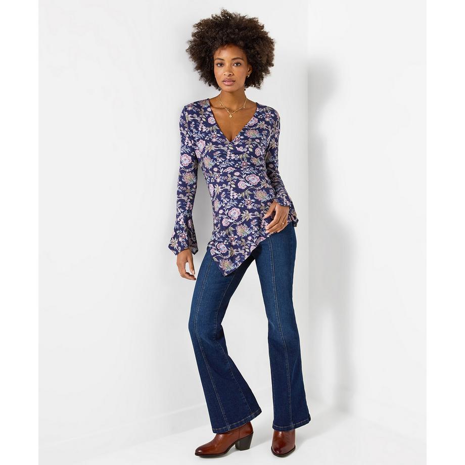 Joe Browns Blouse Cache-Cœur en Jersey Fleurie à Manches Corolle  