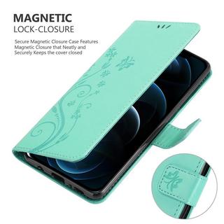 Cadorabo  Housse compatible avec Apple iPhone 12 PRO MAX - Coque de protection au design floral avec fermeture magnétique, fonction de support et emplacements pour cartes 