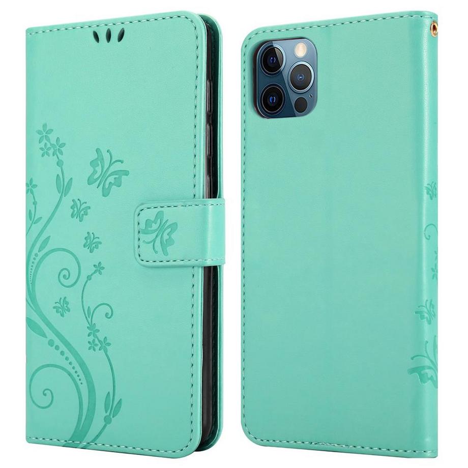 Cadorabo  Hülle für Apple iPhone 12 PRO MAX Blumen Design Magnetverschluss 