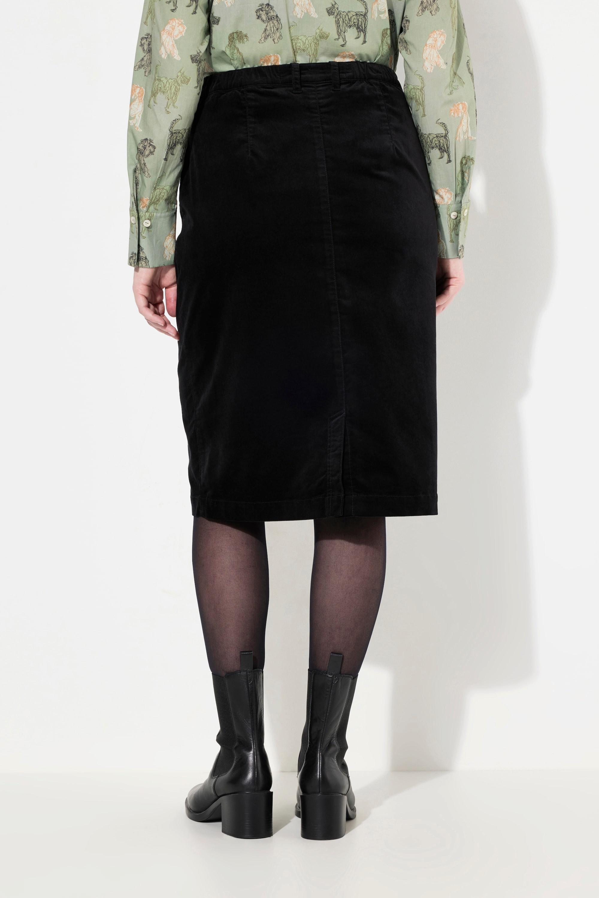 Ulla Popken Mony Samtrock Reissverschlusstaschen Komfortbund  