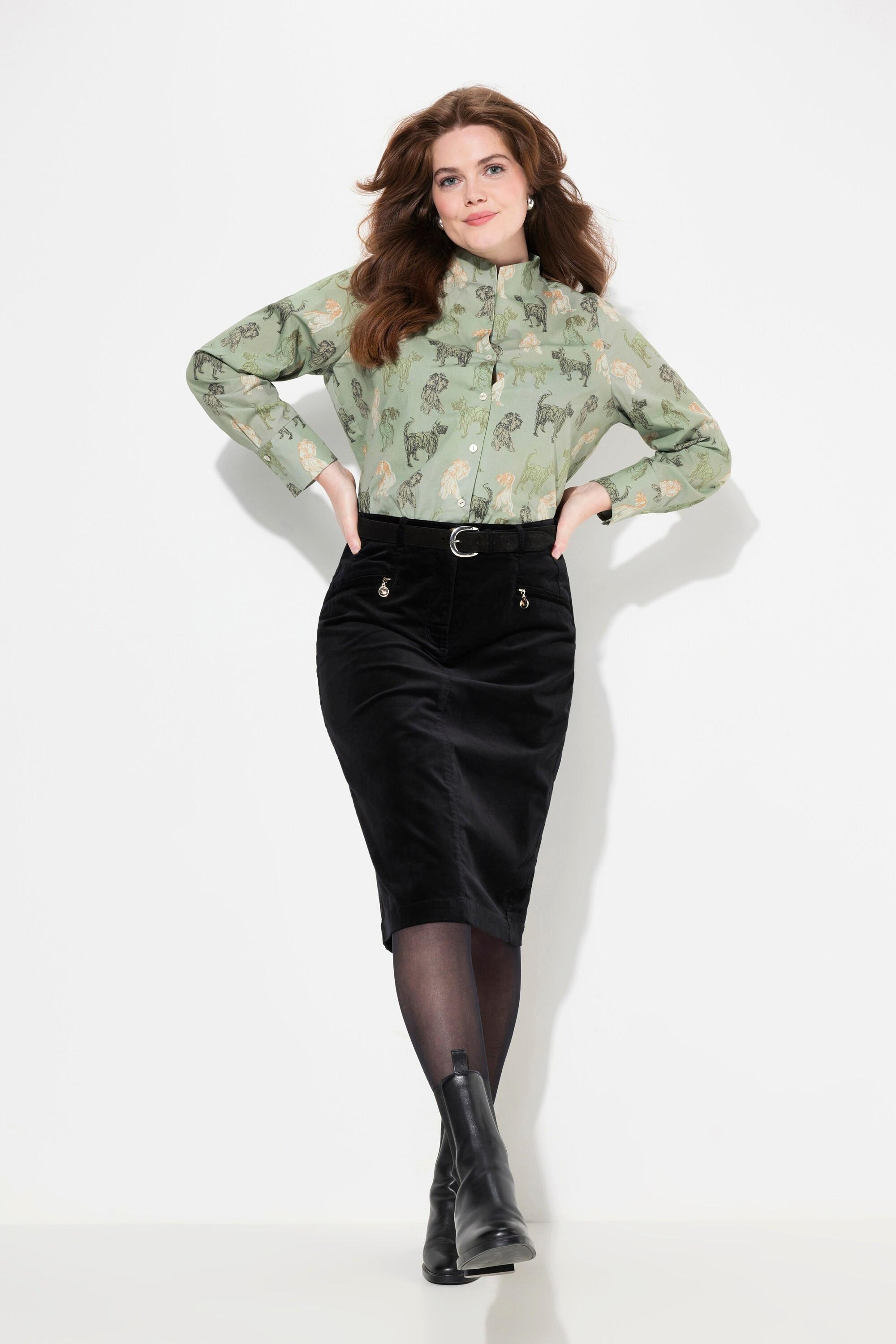 Ulla Popken Mony Samtrock Reissverschlusstaschen Komfortbund  