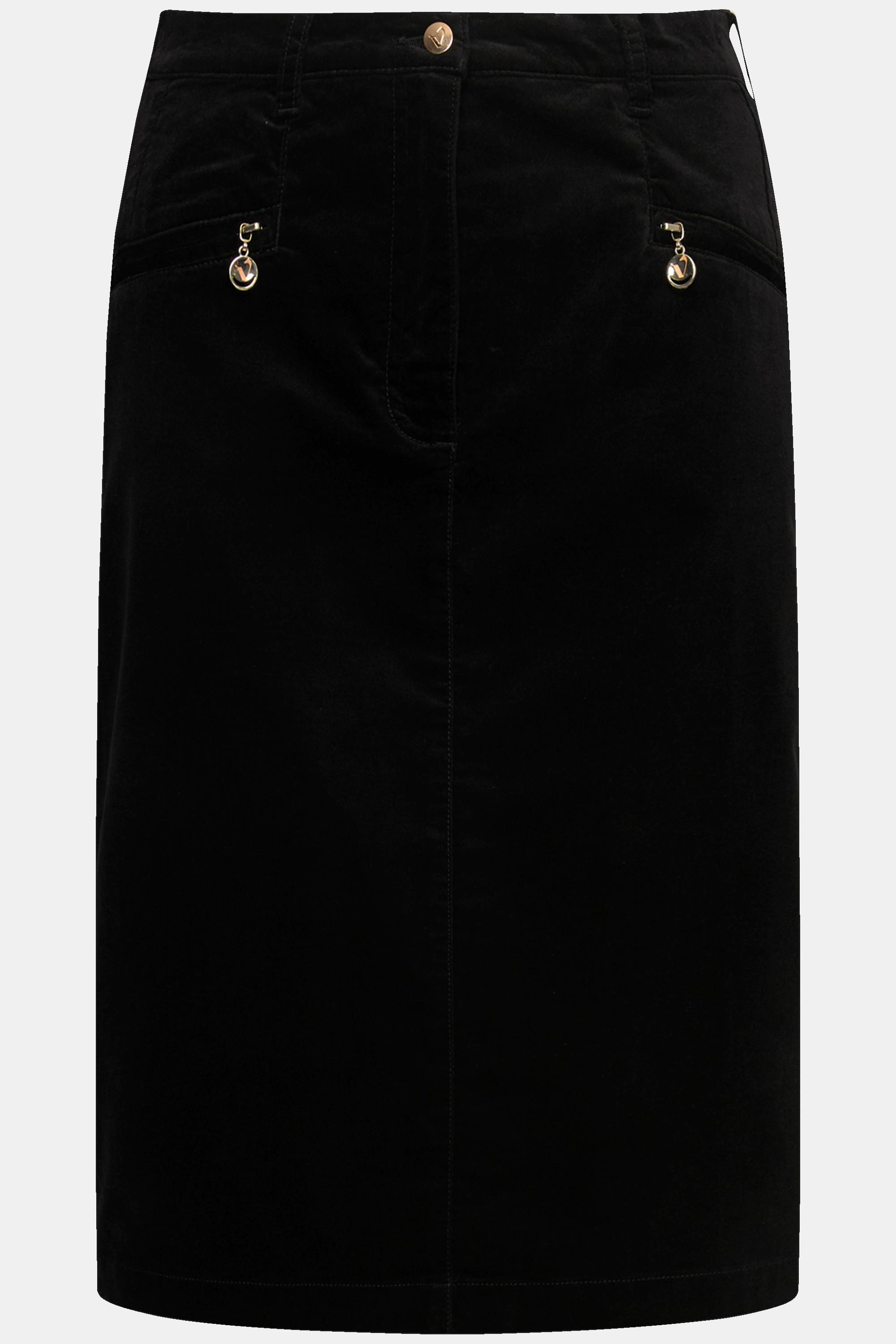 Ulla Popken Mony Samtrock Reissverschlusstaschen Komfortbund  