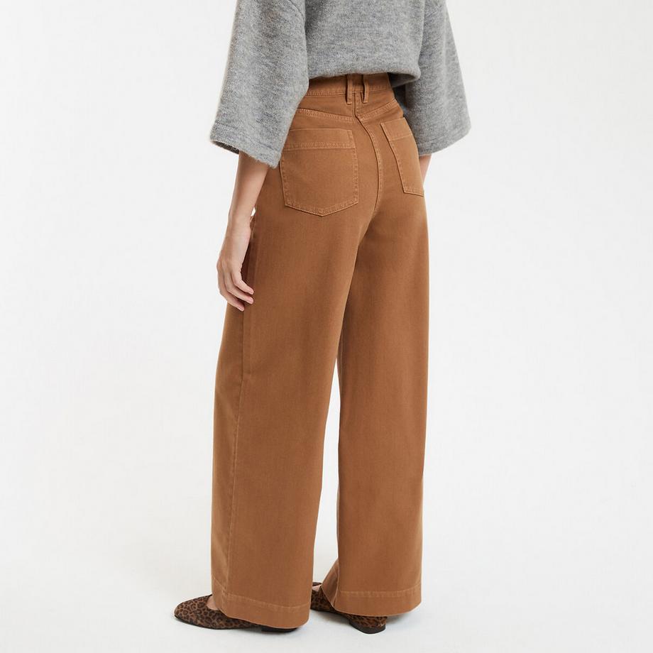 La Redoute Collections Pantalon large taille haute en twill de coton  