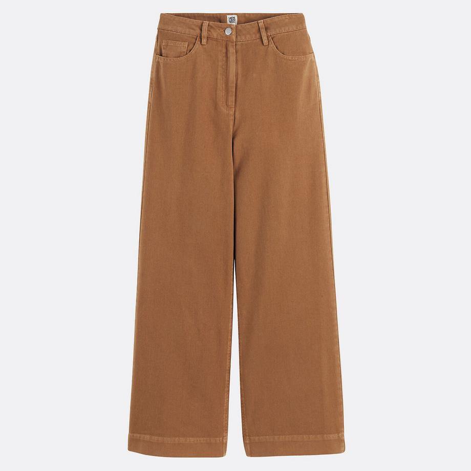 La Redoute Collections Pantalon large taille haute en twill de coton  