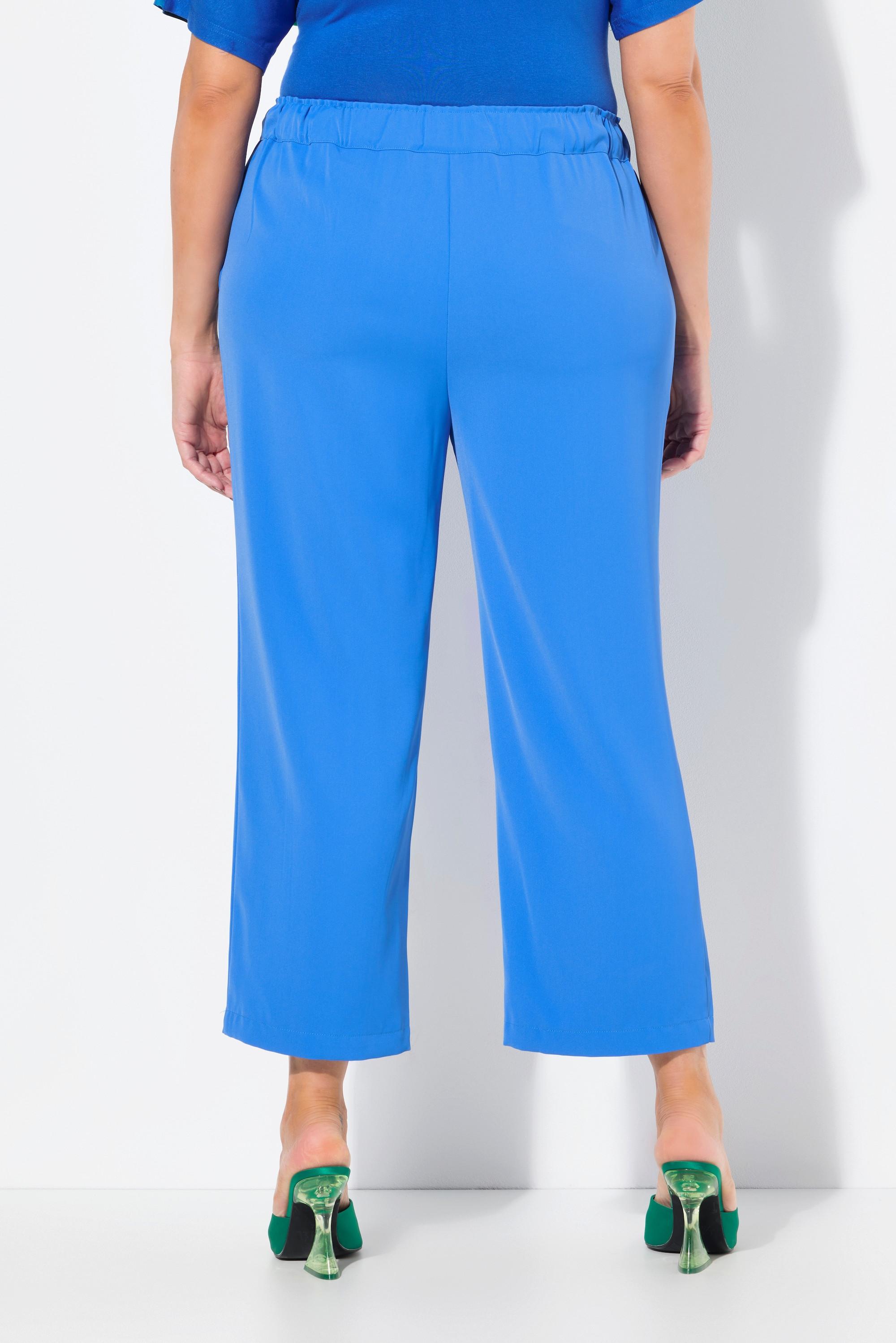 Ulla Popken Pantalone 7/8 Straight Fit Pieghe Vita Elastica Laccetto  