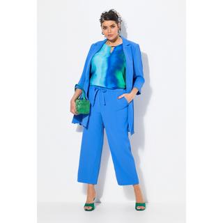 Ulla Popken Pantalone 7/8 Straight Fit Pieghe Vita Elastica Laccetto  