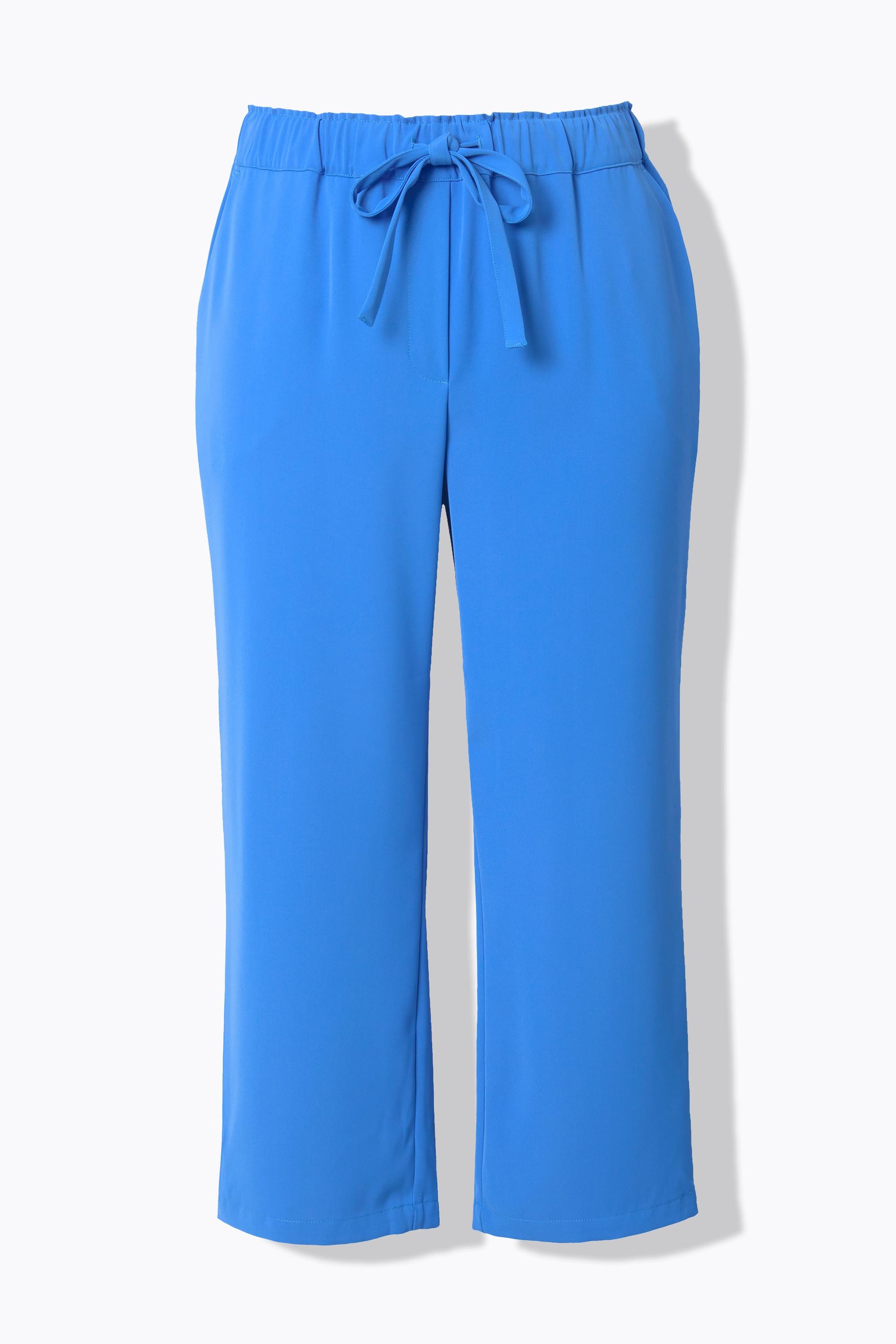 Ulla Popken Pantalone 7/8 Straight Fit Pieghe Vita Elastica Laccetto  