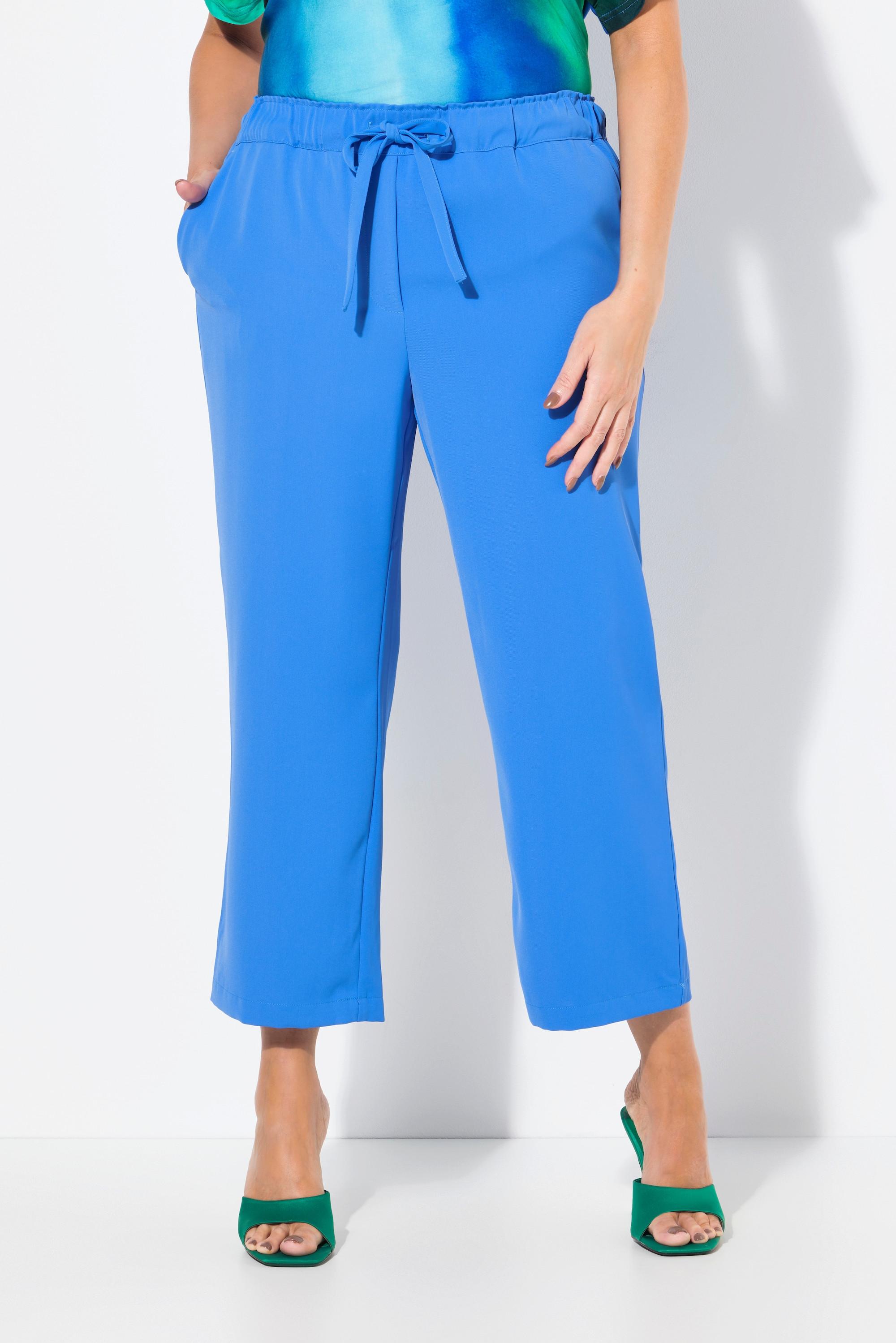 Ulla Popken Pantalone 7/8 Straight Fit Pieghe Vita Elastica Laccetto  