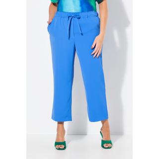 Ulla Popken Pantalone 7/8 Straight Fit Pieghe Vita Elastica Laccetto  