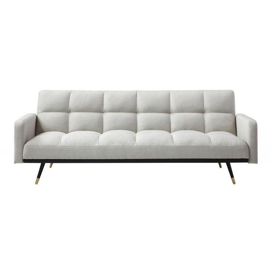 Vente-unique Canapé 3 places convertible en tissu beige ROREMA  