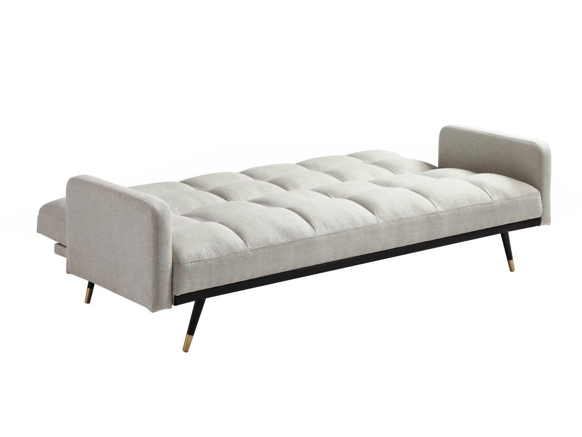 Vente-unique Canapé 3 places convertible en tissu beige ROREMA  